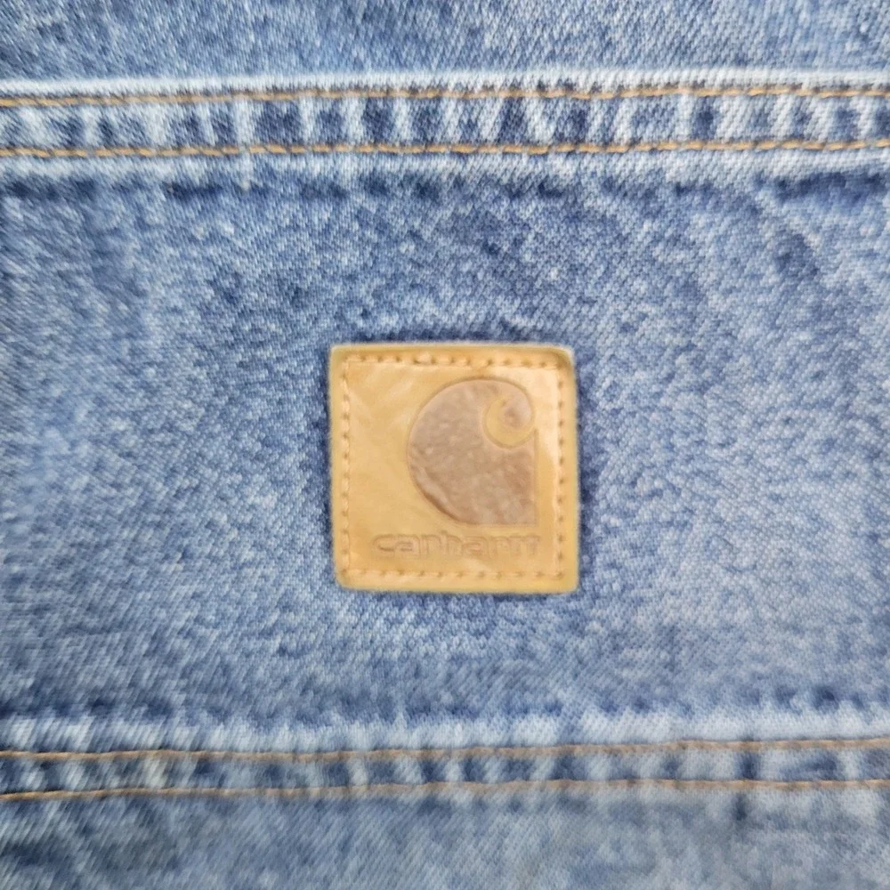 Carhartt Carpenter Jeans Mens 33x32 Blue B13-DPS Workwear Denim Distressed